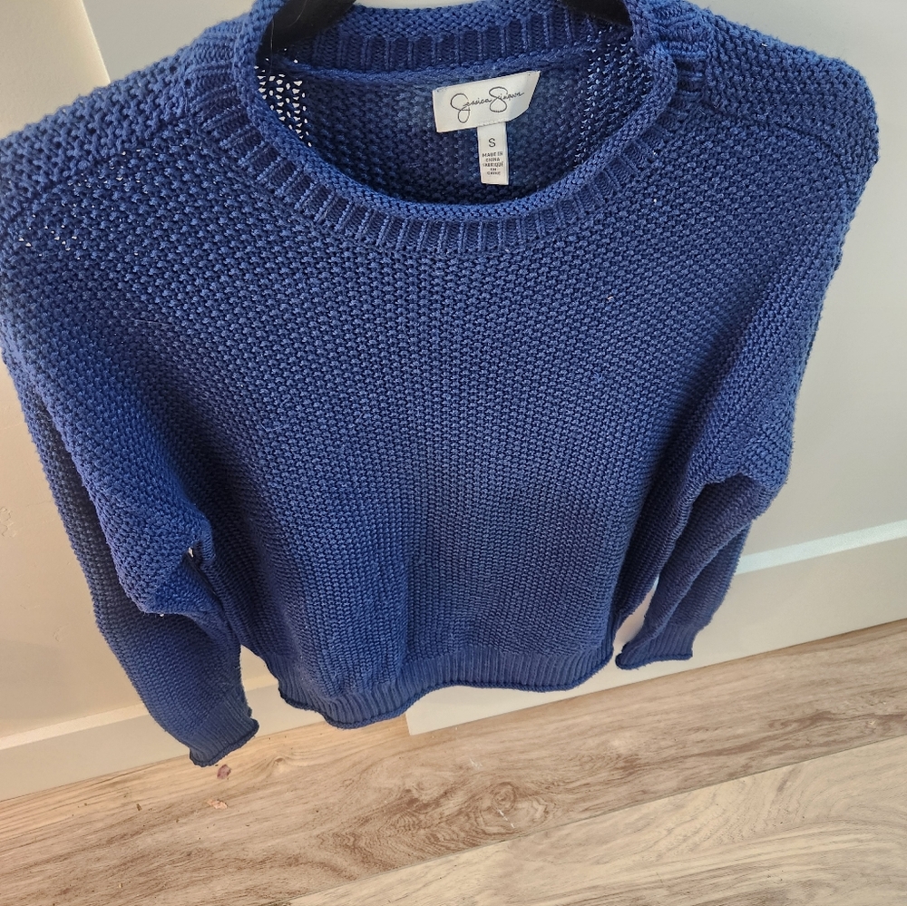 Jessica Simpson Women's Blue Crew Neck Sweater